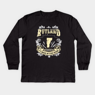 Rutland Vermont It Is Where My Story Begins 70s Kids Long Sleeve T-Shirt